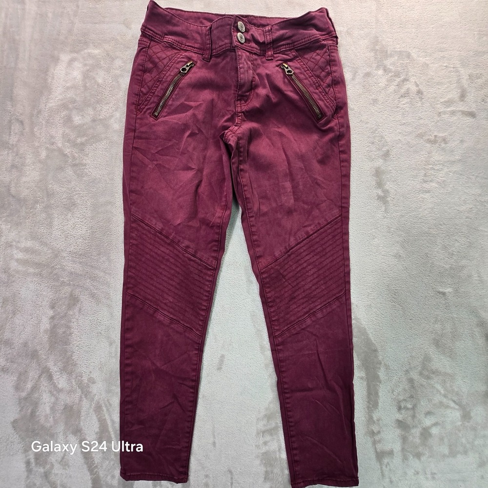 American Eagle Outfitters Crop Jeans Womens 4 Burgundy Denim Stretch Skinny Leg
